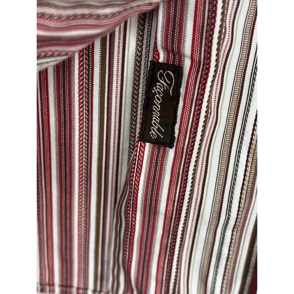 Faconnable women's striped button up shirt in pinks/tan, size M, EUC - Picture 5 of 10